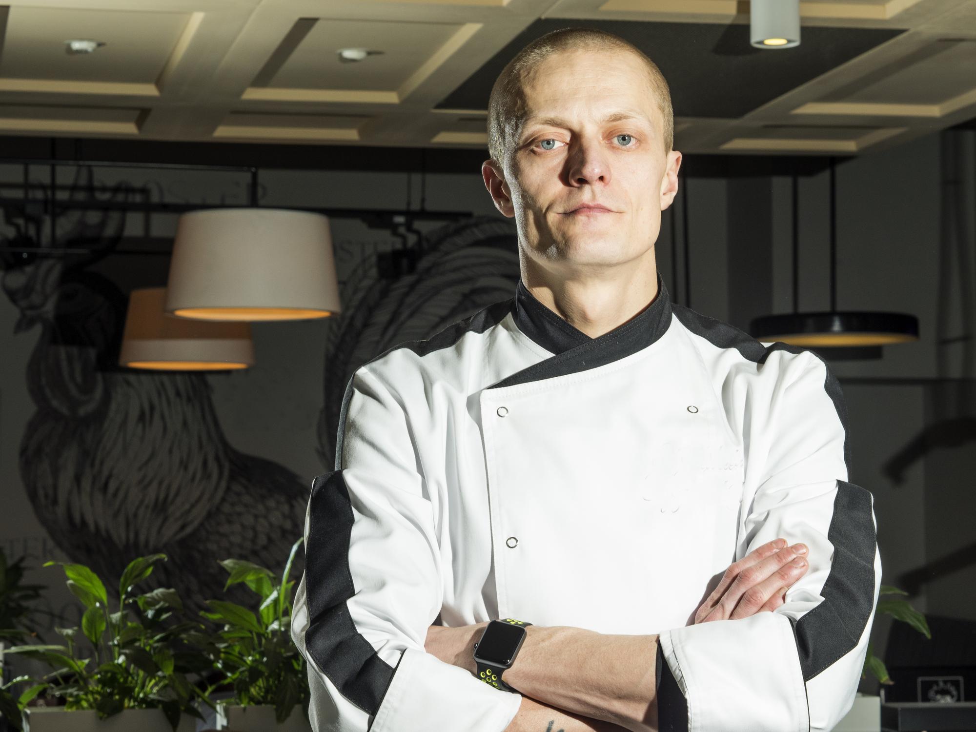 Instructor profile in a refined kitchen