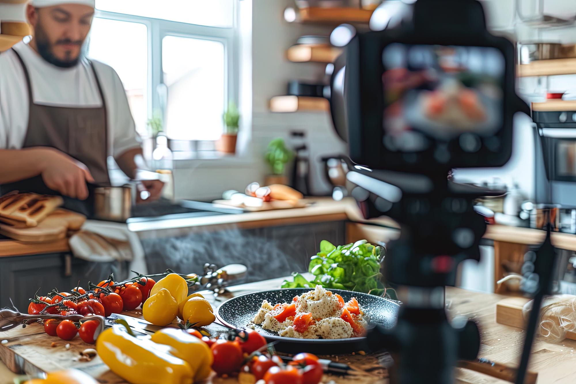 Studio setup with chef and camera
